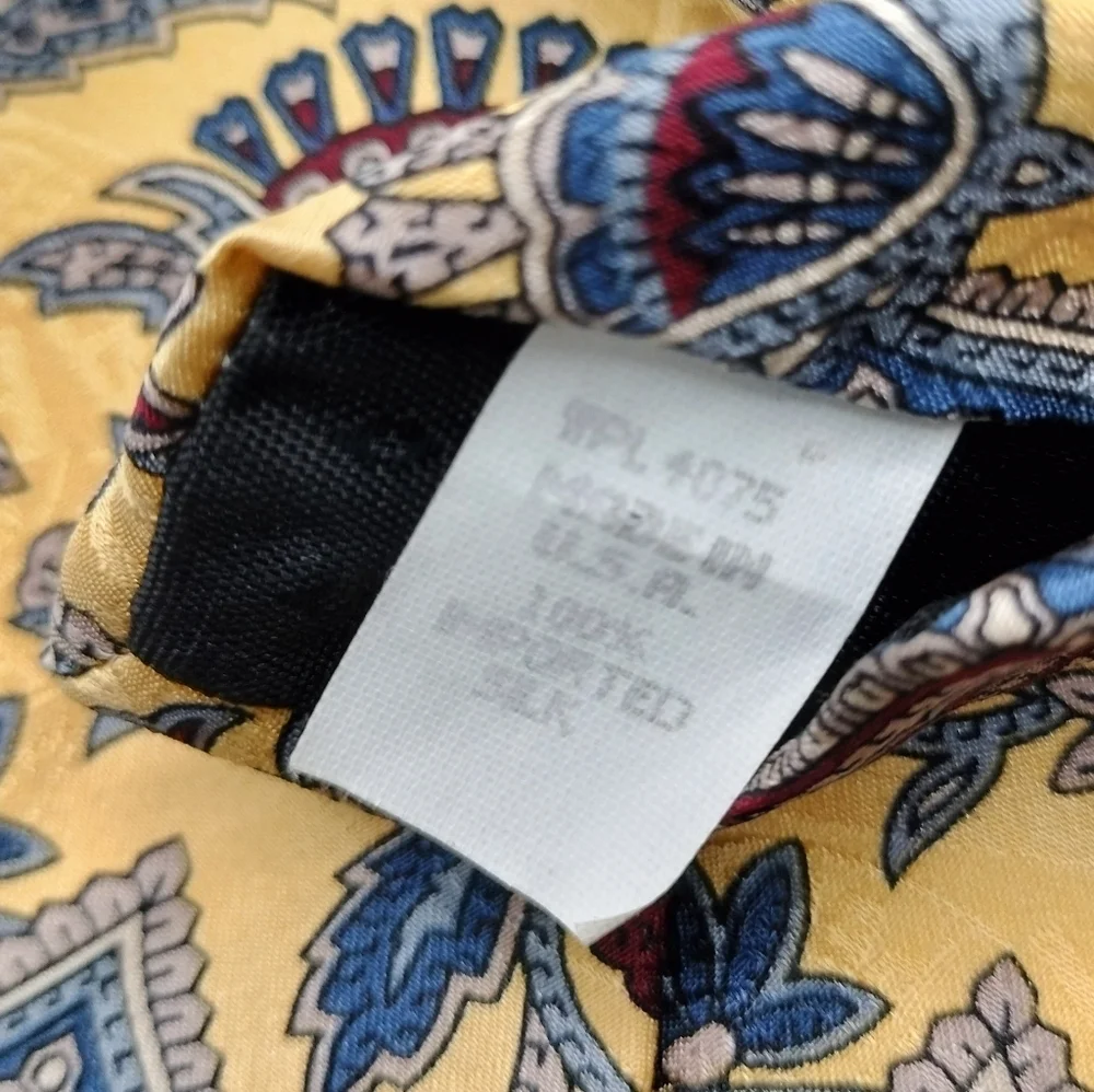 Tabasco Silk Jacquard Geometric Floral Necktie Padded Lined Yellow Whimsical
